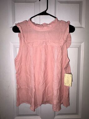 Sweet Wanderer Blush Pink Ruffled Sleeveless Camisole